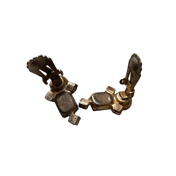 Vintage Purple Rhinestone Clip On Earrings - Picture 2 of 5